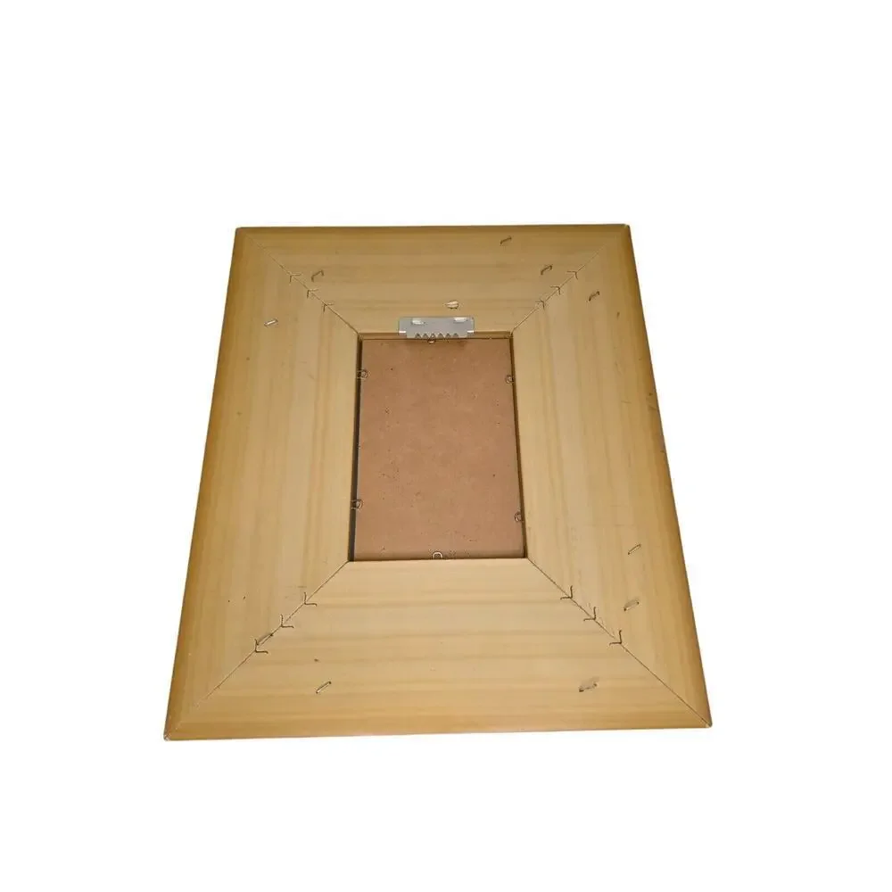 Antique Gold Textured Picture Frame With Ribbed Inner Design & Beveled Glass Ins